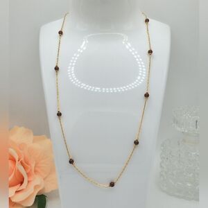 Vintage Dainty gold purple station necklace